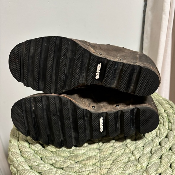 Sorel Joan of Arctic Rustic Brown Leather Lace Up Hidden Wedge Mid Boots - Picture 11 of 11